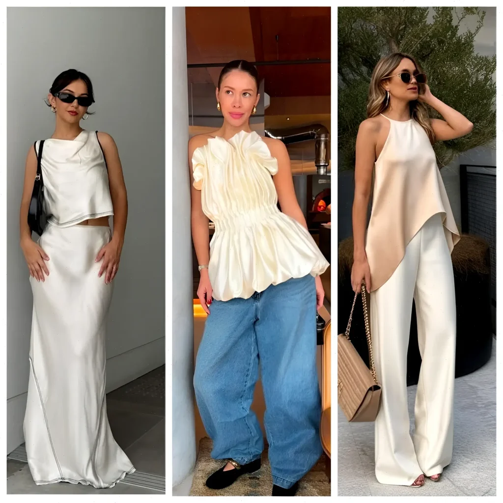 Satin, a perennial favorite, subtly reinvents itself with every season. The lingerie-inspired vibe remains vital, championed by Alejandra Alonso Rojas, Dries Van Noten, and Monse. Classic spaghetti-strap tops remain a staple, ripe for endless stylistic experimentation.