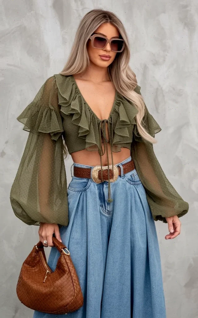 Chloé emerges as 2025’s boho beacon, their buzzworthy collection saturated with free-spirited aesthetics. Beyond the famed organza blouses, summer tops that blend seamlessly with romantic ruffles and sturdy denim abound.